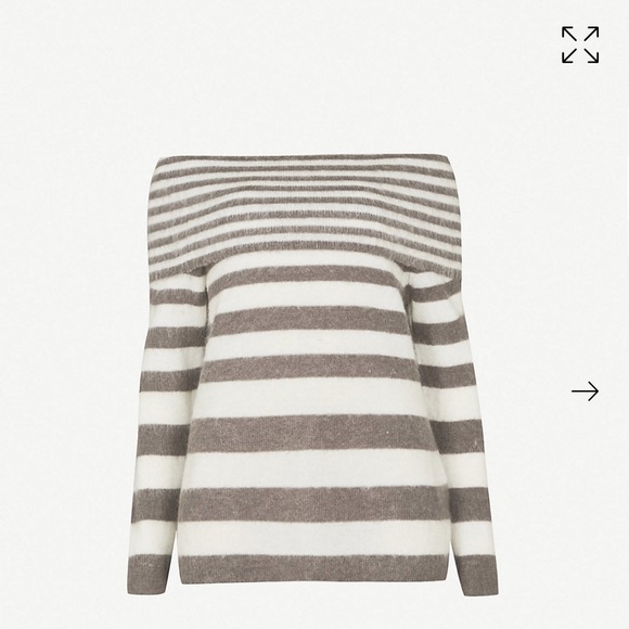 Reiss Womens Jumper Size M Grey Stipe Mohair BNWT - Picture 3 of 8